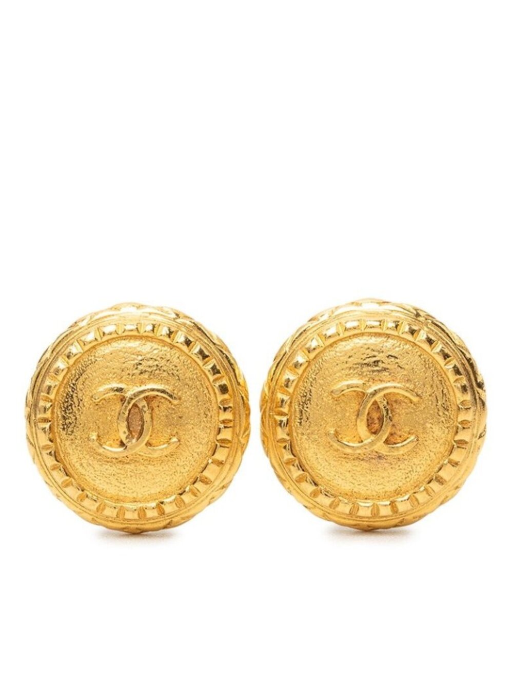 Chanel Vintage CC Logo Earrings Gold Plated